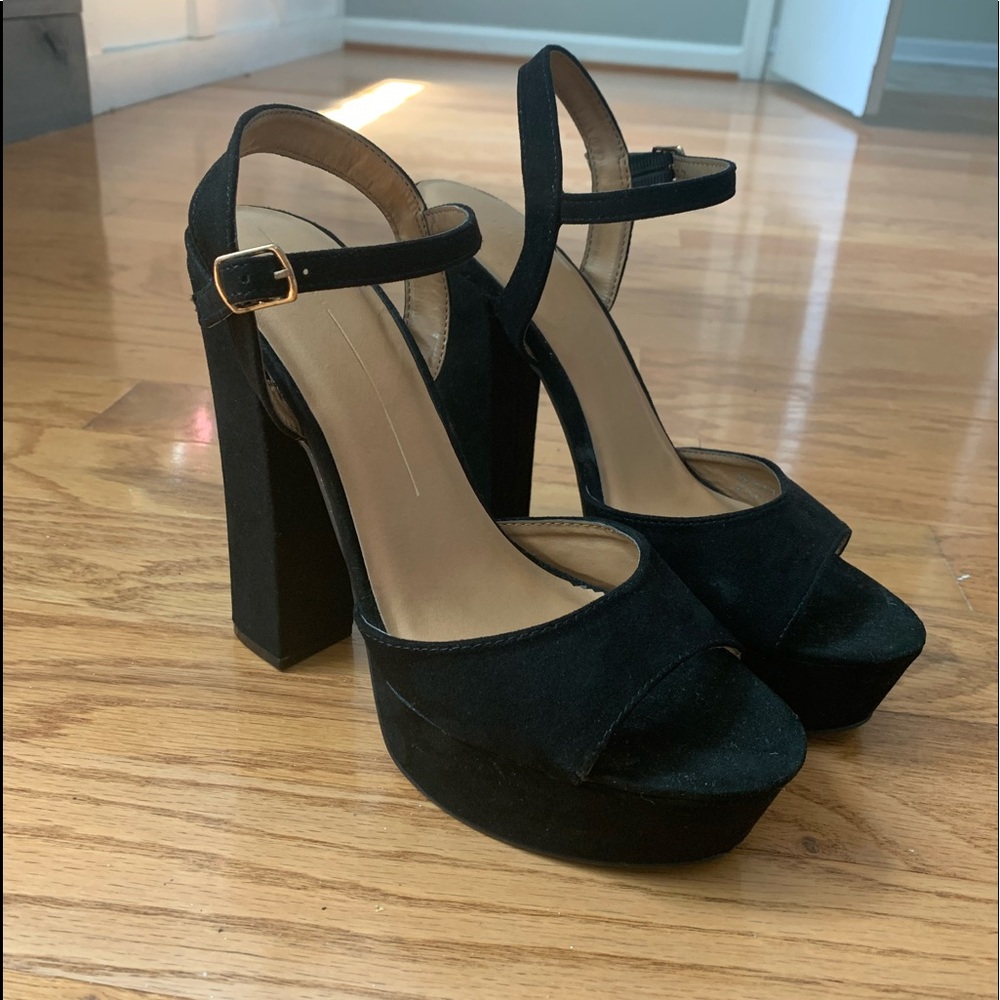 Report black suede heels